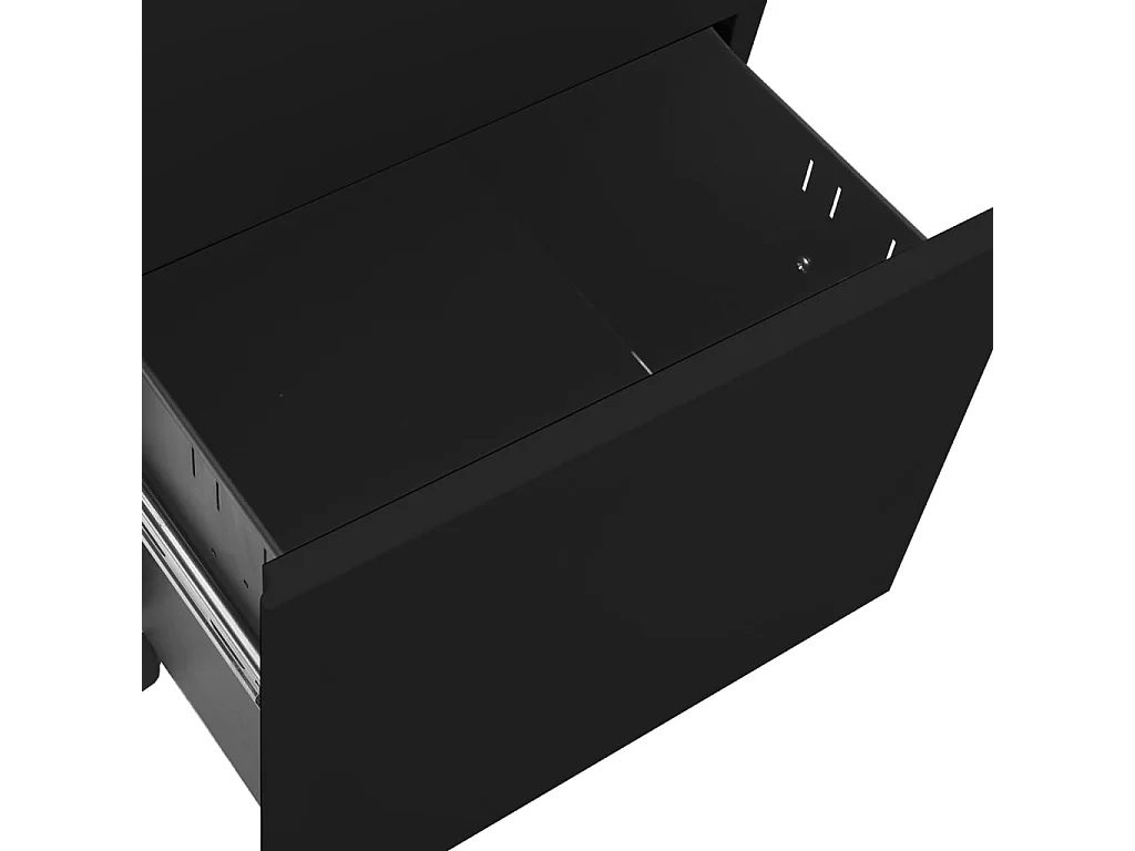 Aktenschrank mit Rollen Schwarz 39x45x60 cm Stahl