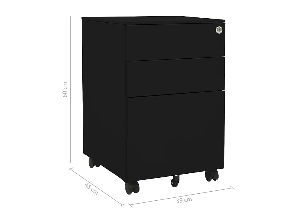 Ladeblok verrijdbaar 39x45x60 cm staal zwart