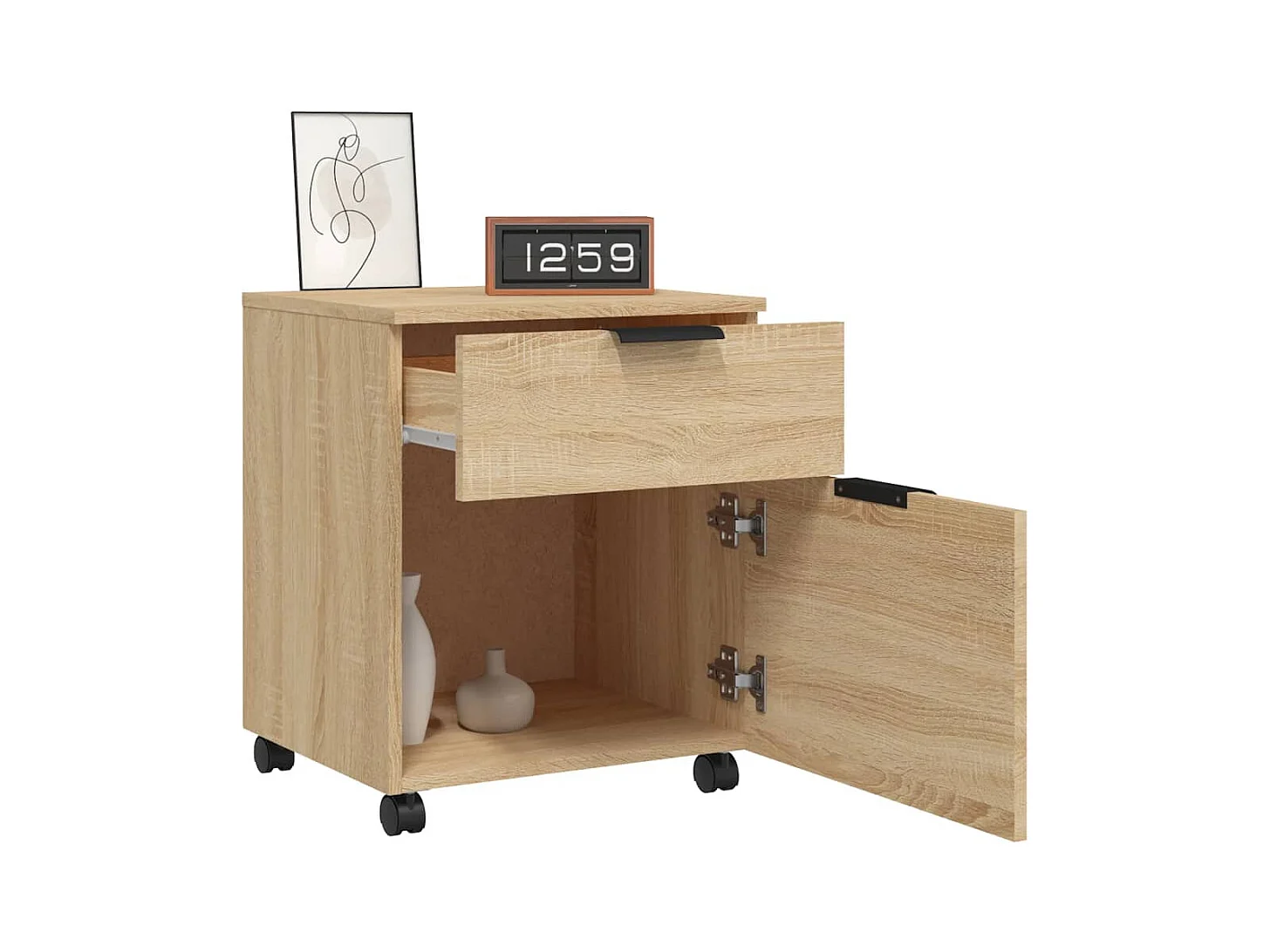 Classeur mobile avec roues Chêne sonoma 45x38x54 cm