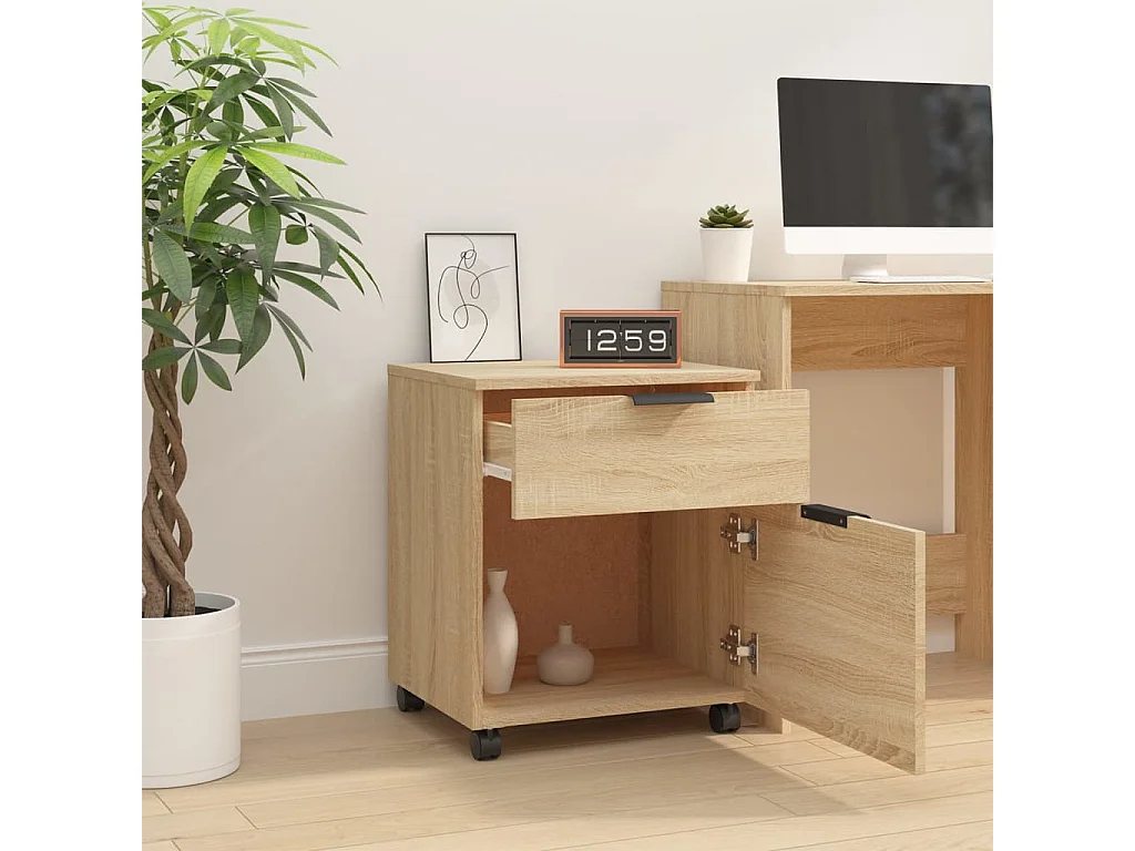 Classeur mobile avec roues Chêne sonoma 45x38x54 cm