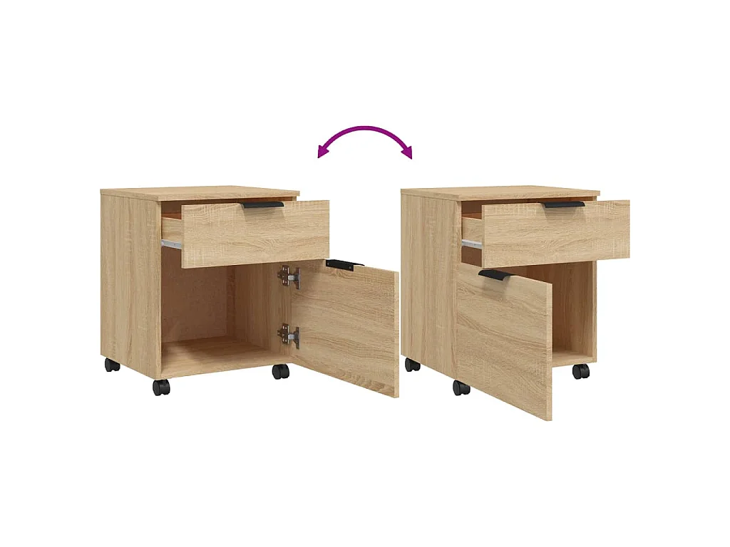 Classeur mobile avec roues Chêne sonoma 45x38x54 cm