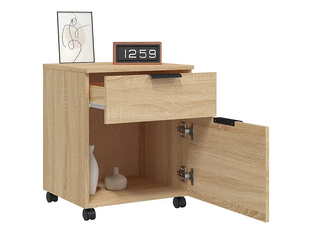 Classeur mobile avec roues Chêne sonoma 45x38x54 cm