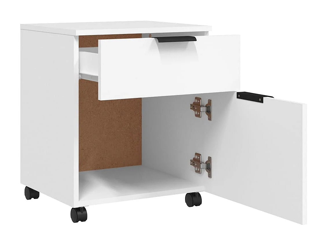 Mobiler Aktenschrank mit Rollen Weiß 45x38x54 cm Holzwerkstoff