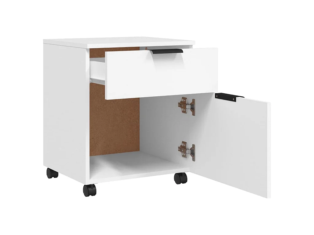 Classeur mobile avec roues Blanc 45x38x54 cm Bois d'ingénierie