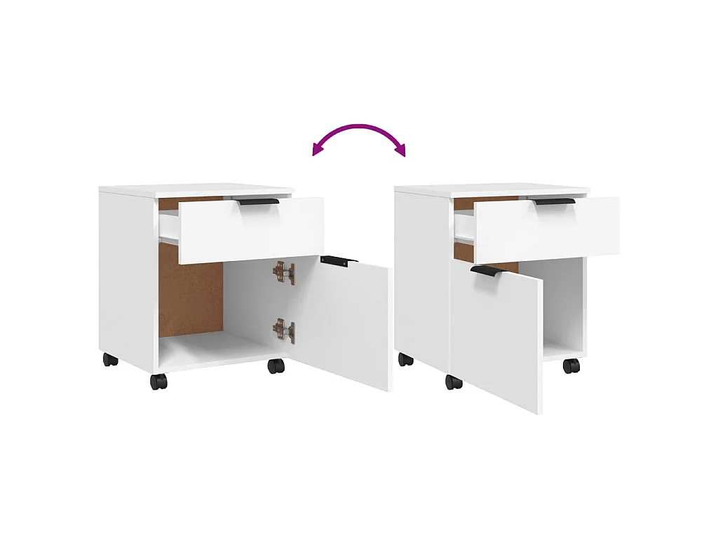Classeur mobile avec roues Blanc 45x38x54 cm Bois d'ingénierie