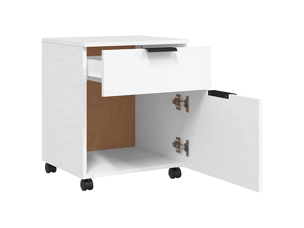 Classeur mobile avec roues Blanc 45x38x54 cm Bois d'ingénierie