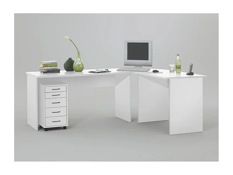 Caisson de Bureau 5 Tiroirs "Dydre" 63cm Blanc