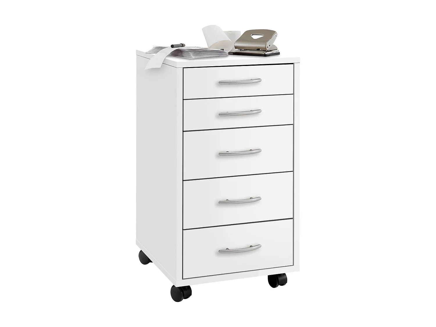Caisson de Bureau 5 Tiroirs "Dydre" 63cm Blanc