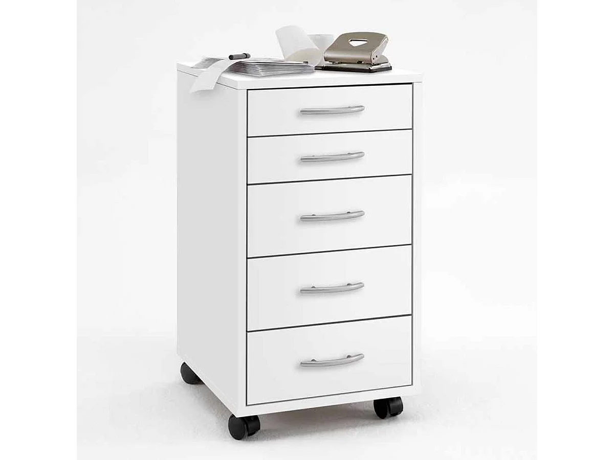 Caisson de Bureau 5 Tiroirs "Dydre" 63cm Blanc