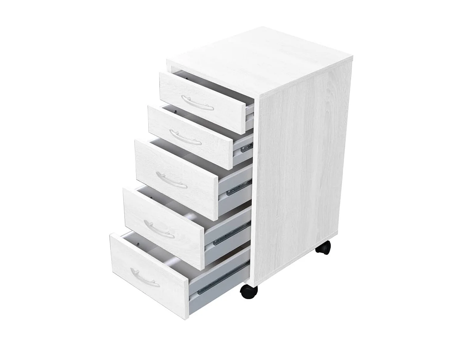 Caisson de Bureau 5 Tiroirs "Dydre" 63cm Blanc