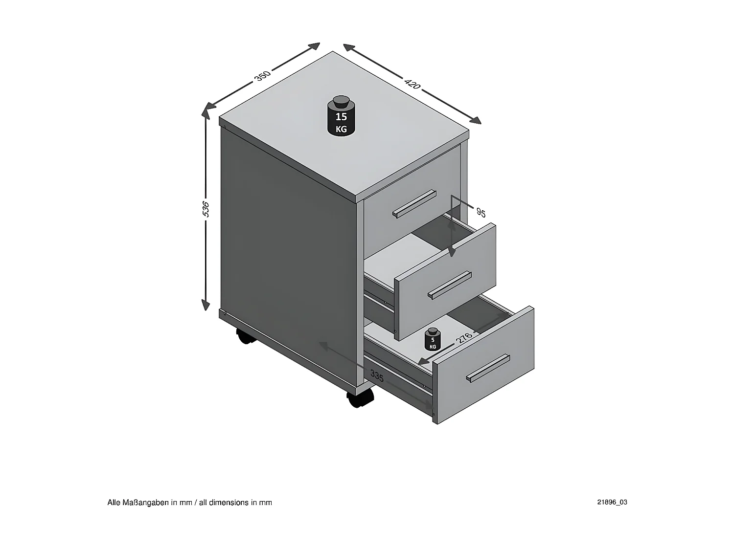 Armário móvel com gavetas carvalho areia/branco brilhante