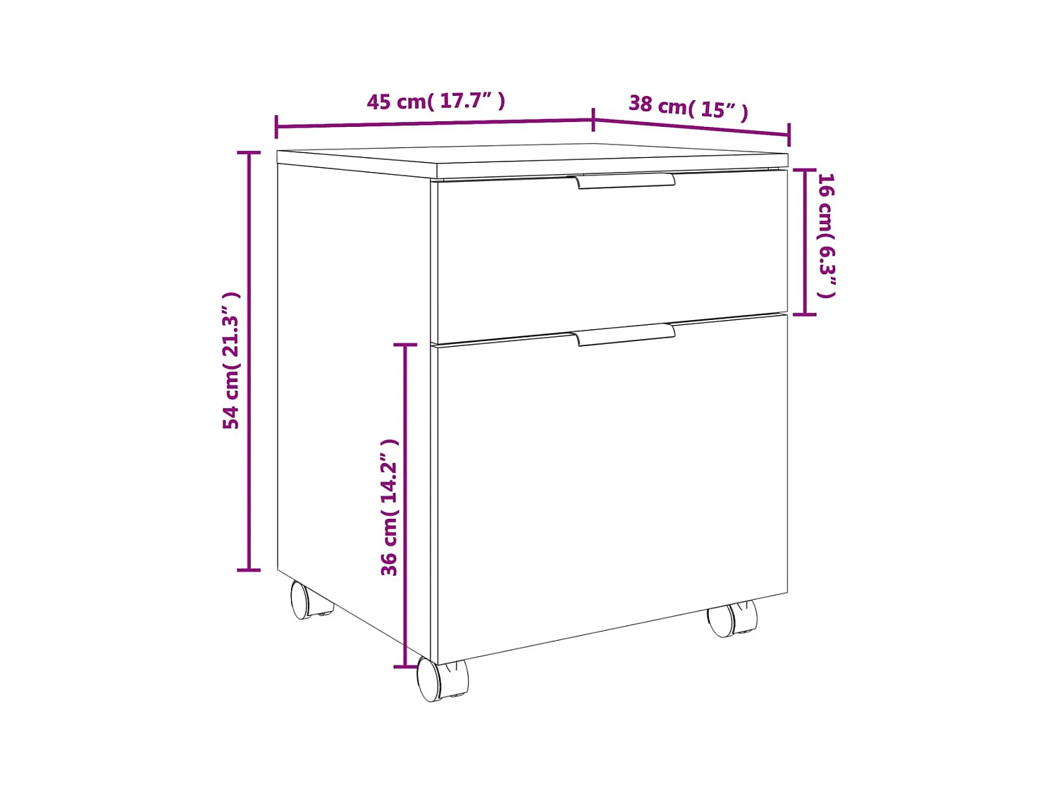 Classeur mobile avec roues Sonoma gris 45x38x54 cm Bois
