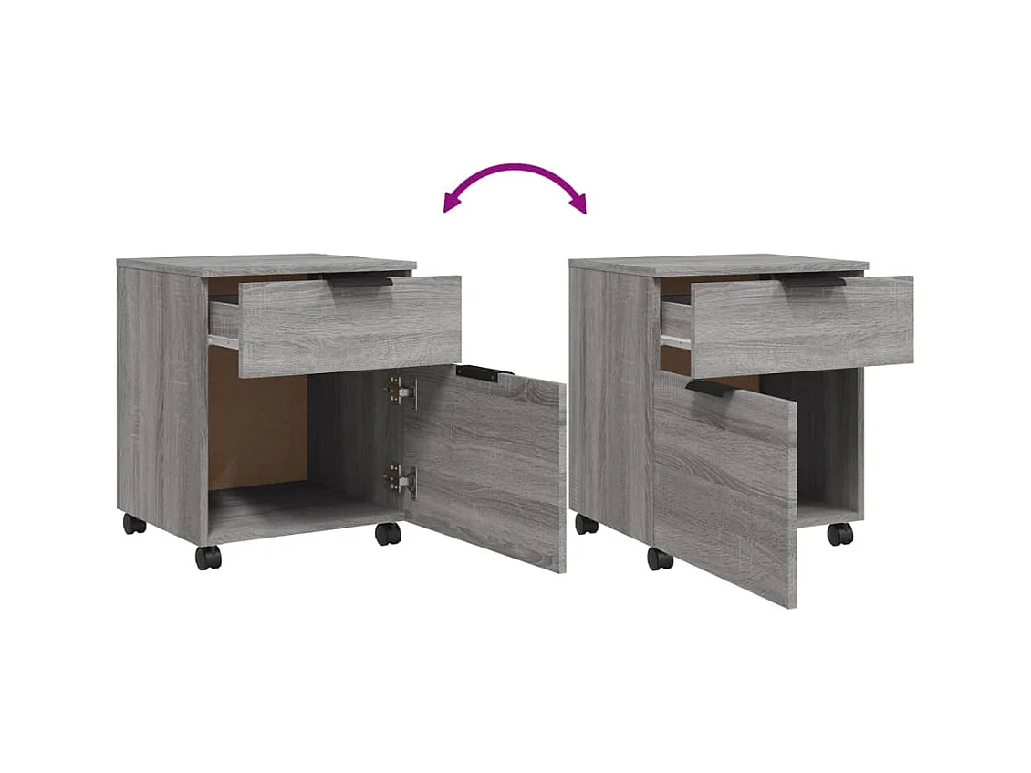 Classeur mobile avec roues Sonoma gris 45x38x54 cm Bois