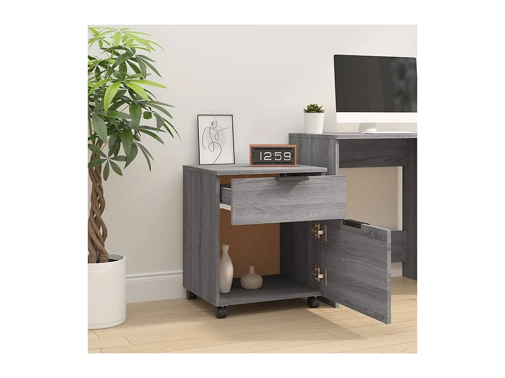 Classeur mobile avec roues Sonoma gris 45x38x54 cm Bois