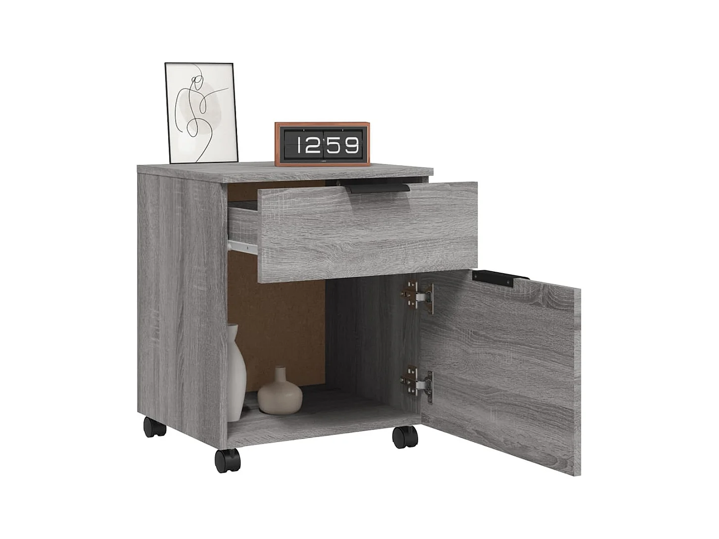 Classeur mobile avec roues Sonoma gris 45x38x54 cm Bois