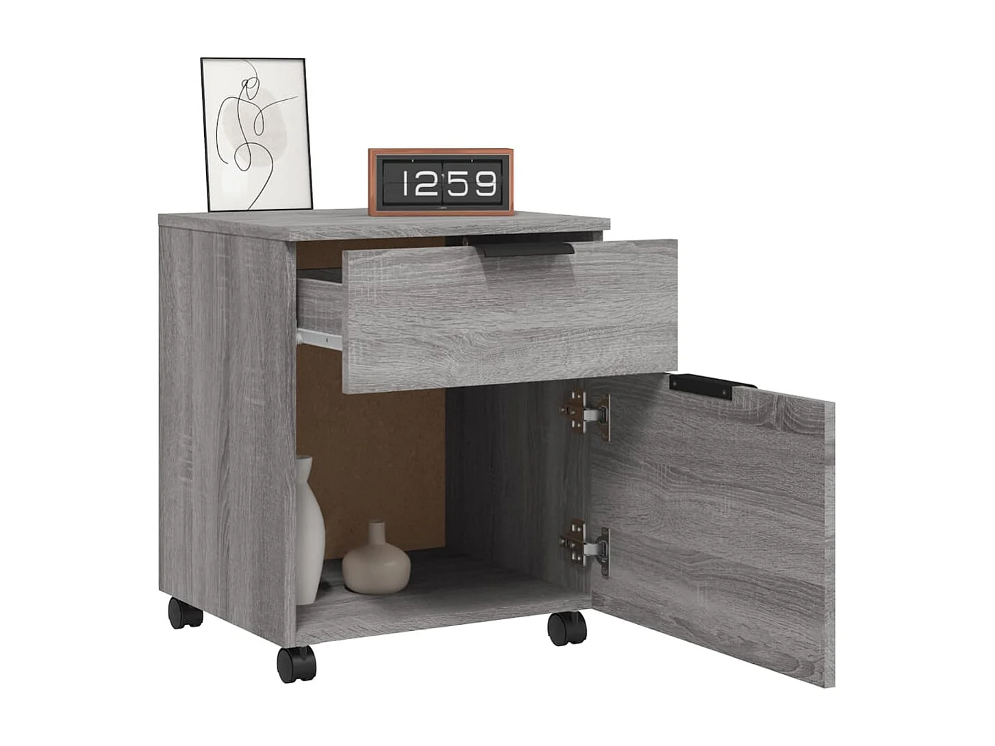 Classeur mobile avec roues Sonoma gris 45x38x54 cm Bois