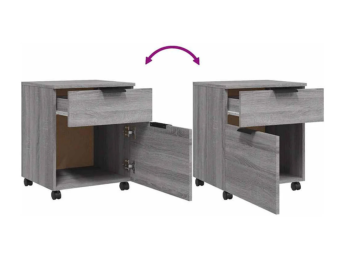 Classeur mobile avec roues Sonoma gris 45x38x54 cm Bois