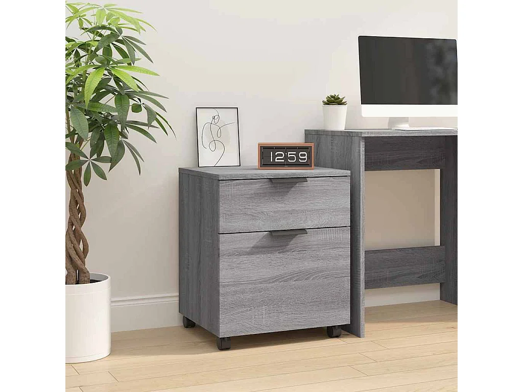 Dossierkast verrijdbaar 45x38x54 cm bewerkt hout grijs sonoma