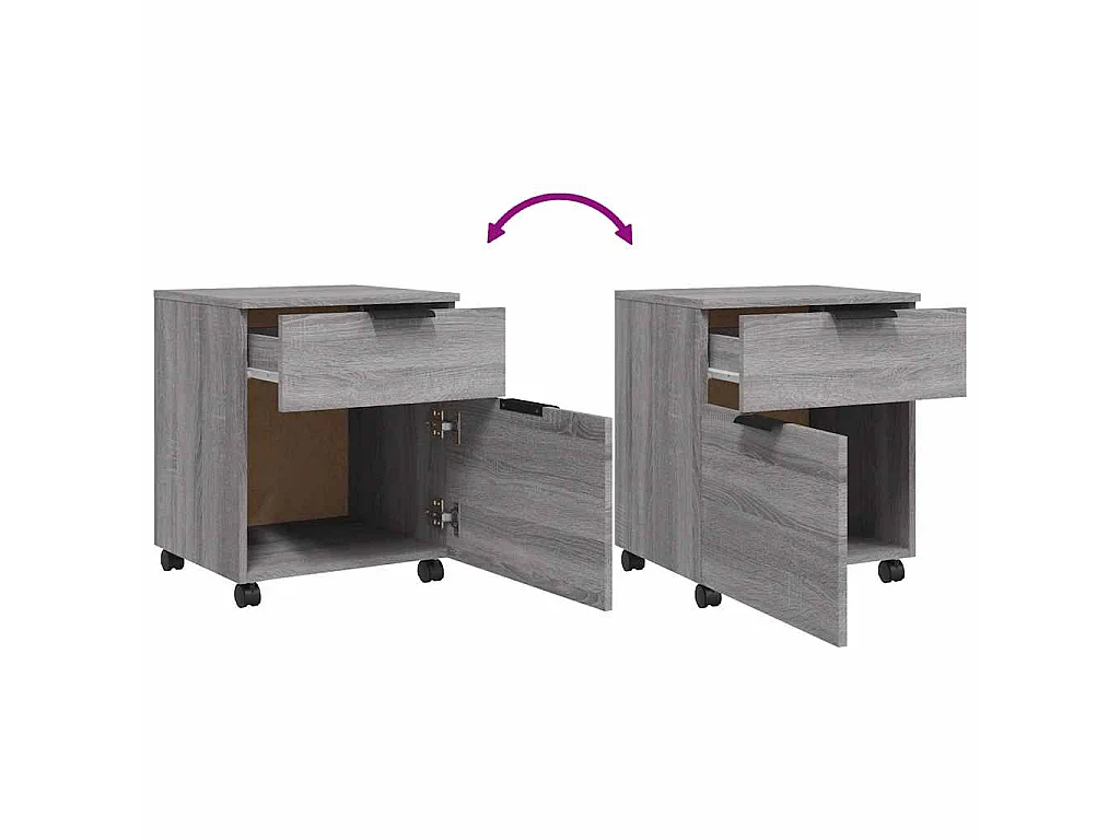 Dossierkast verrijdbaar 45x38x54 cm bewerkt hout grijs sonoma