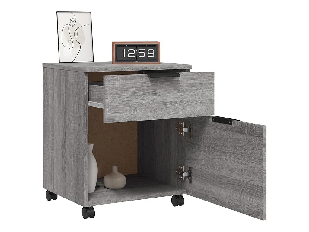 Dossierkast verrijdbaar 45x38x54 cm bewerkt hout grijs sonoma