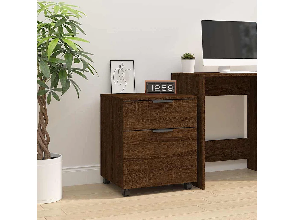Classeur mobile avec roues Chêne marron 45x38x54 cm Bois