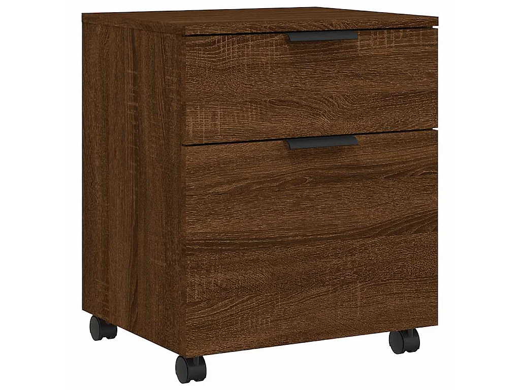 Schedario con Ruote Marrone Rovere 45x38x54cm Legno Multistrato