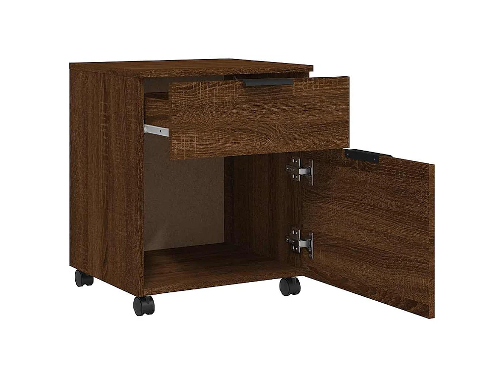 Classeur mobile avec roues Chêne marron 45x38x54 cm Bois
