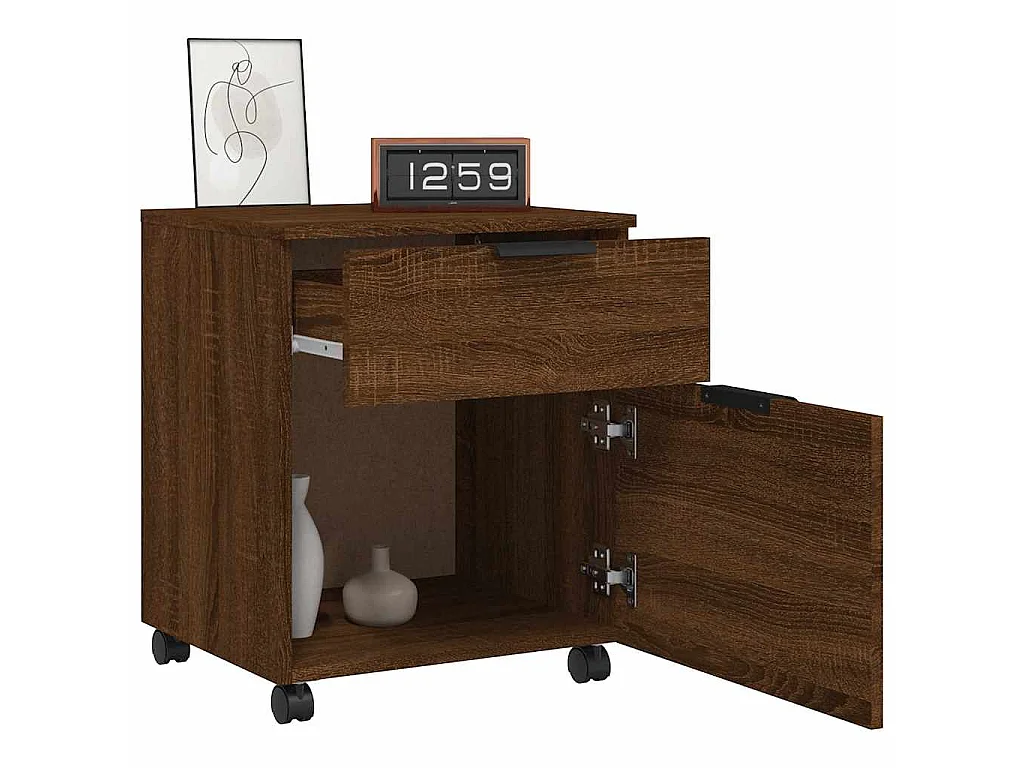 Classeur mobile avec roues Chêne marron 45x38x54 cm Bois