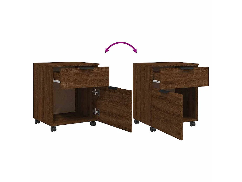 Classeur mobile avec roues Chêne marron 45x38x54 cm Bois
