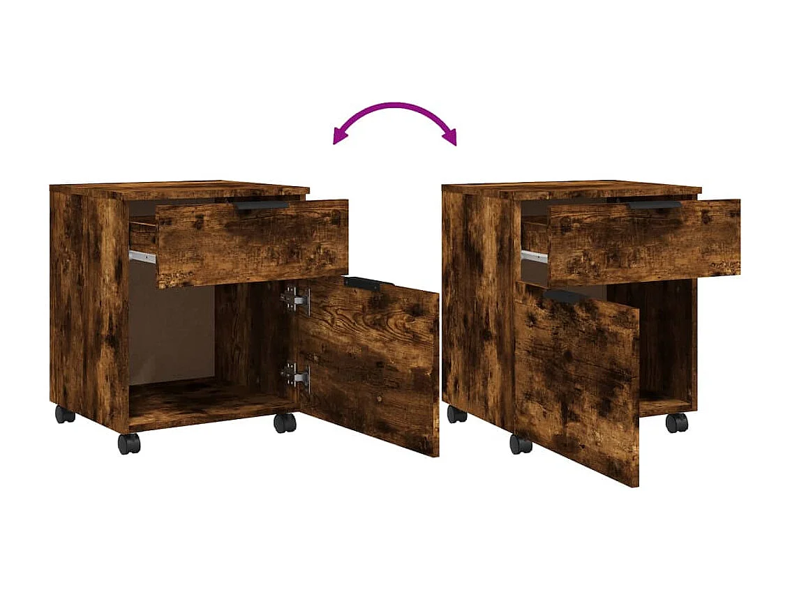 Classeur mobile avec roues Chêne fumé 45x38x54 cm Bois