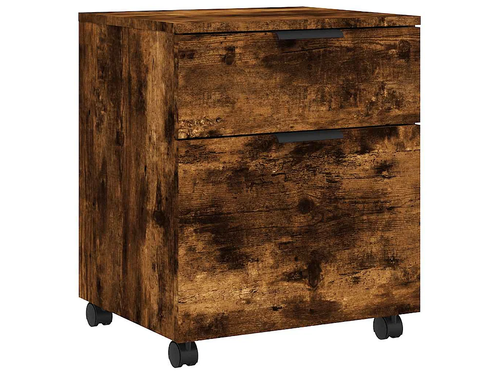 Schedario con Ruote Rovere Fumo 45x38x54 cm Legno Multistrato