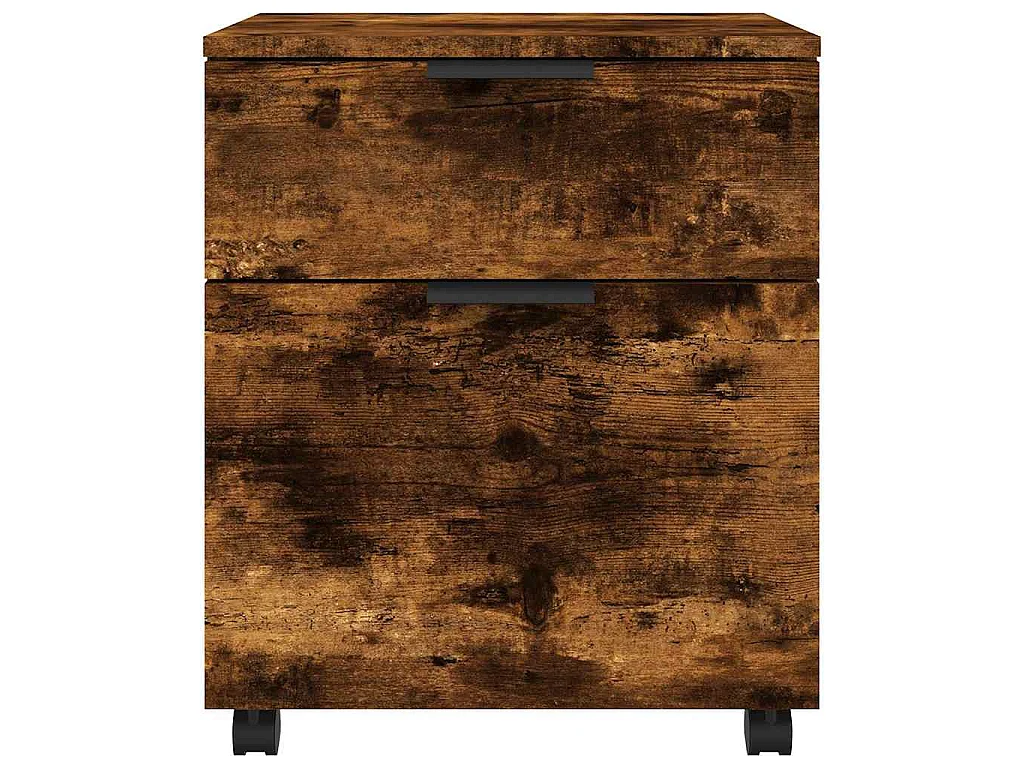 Dossierkast verrijdbaar 45x38x54 cm bewerkt hout gerookt eiken