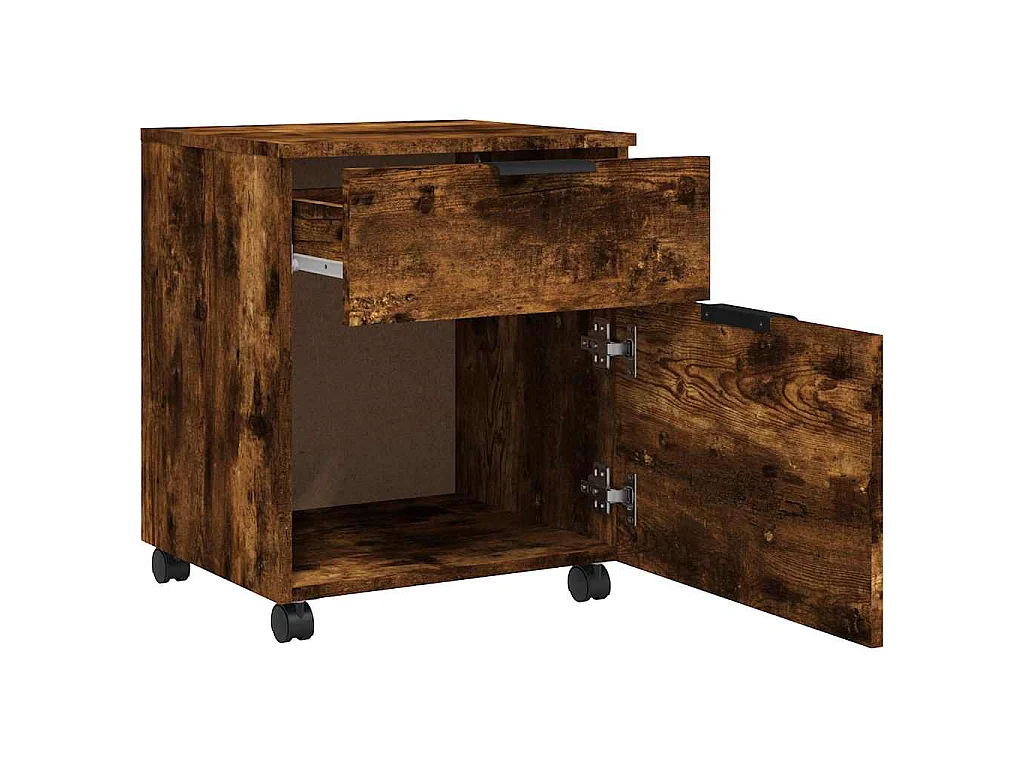 Dossierkast verrijdbaar 45x38x54 cm bewerkt hout gerookt eiken