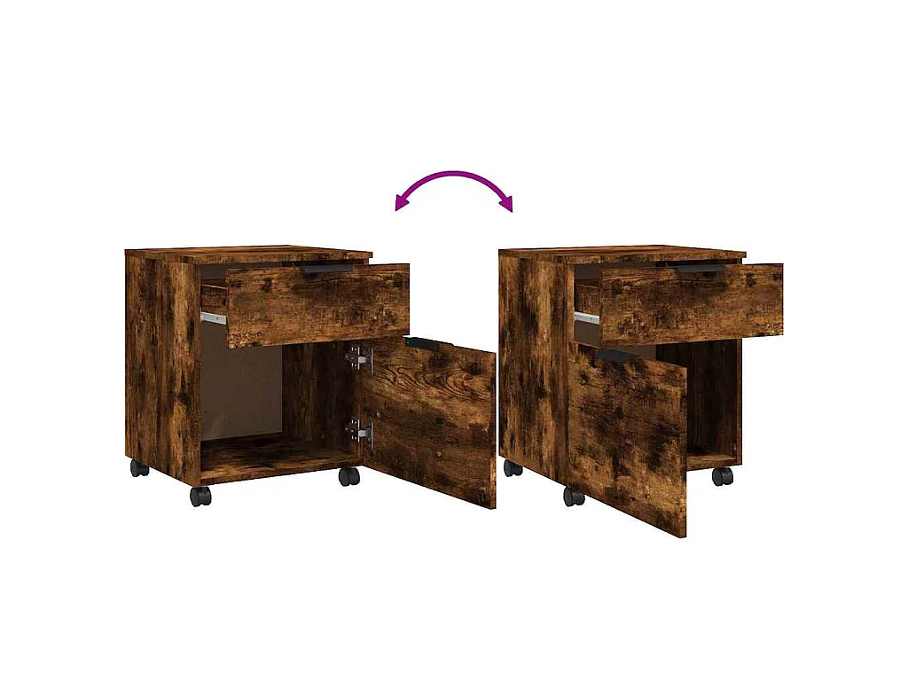 Dossierkast verrijdbaar 45x38x54 cm bewerkt hout gerookt eiken