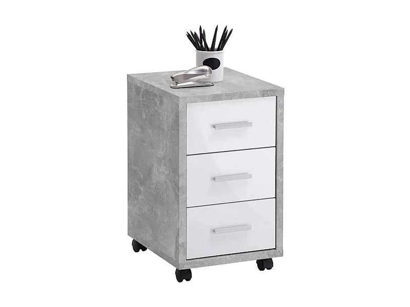 Caisson de Bureau 3 Tiroirs "Dylda" 58cm Gris