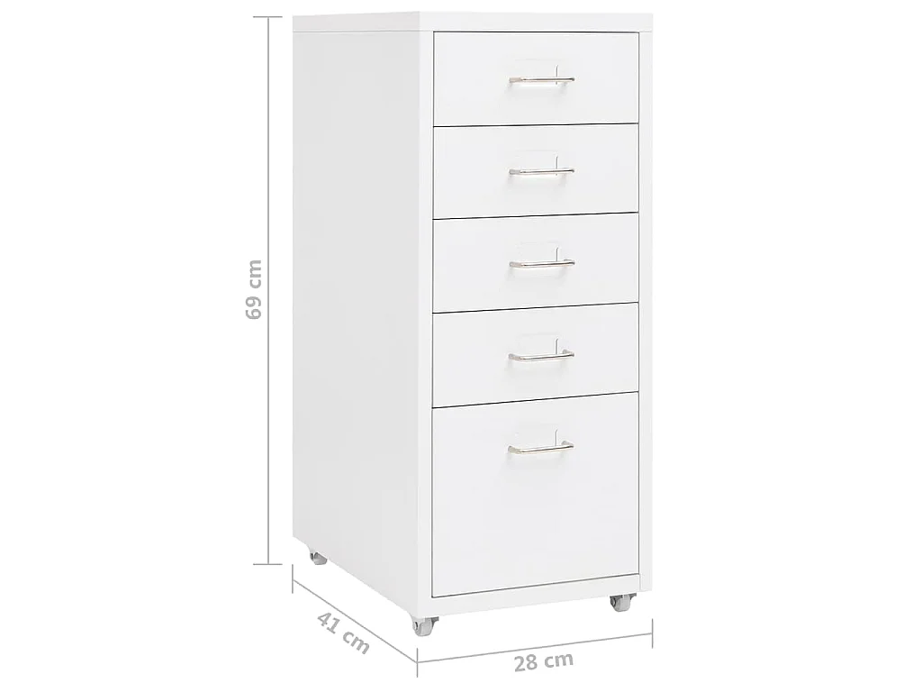 Classeur mobile Blanc 28x41x69 cm Métal
