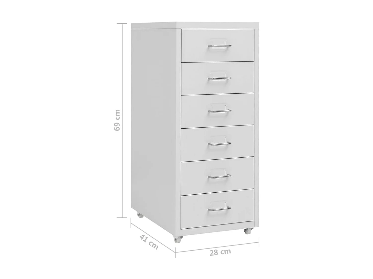 Schedario Mobile Grigio 28x41x69 cm in Metallo
