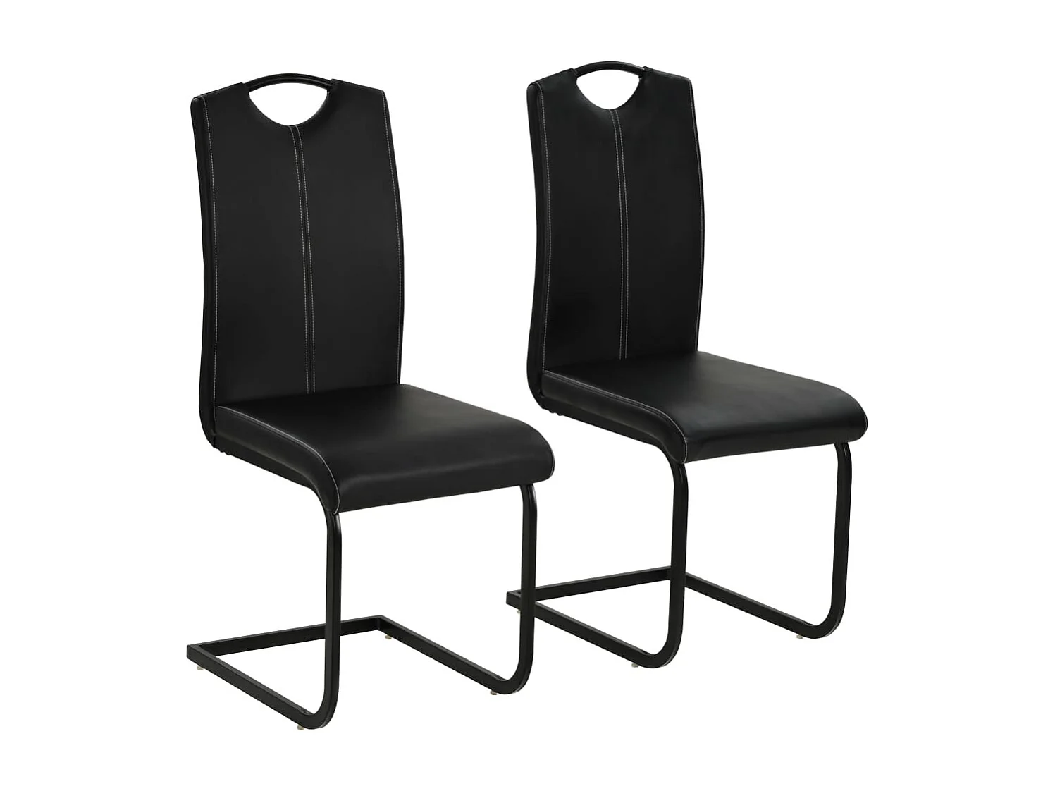 Chaises à manger cantilever lot de 2 noir similicuir