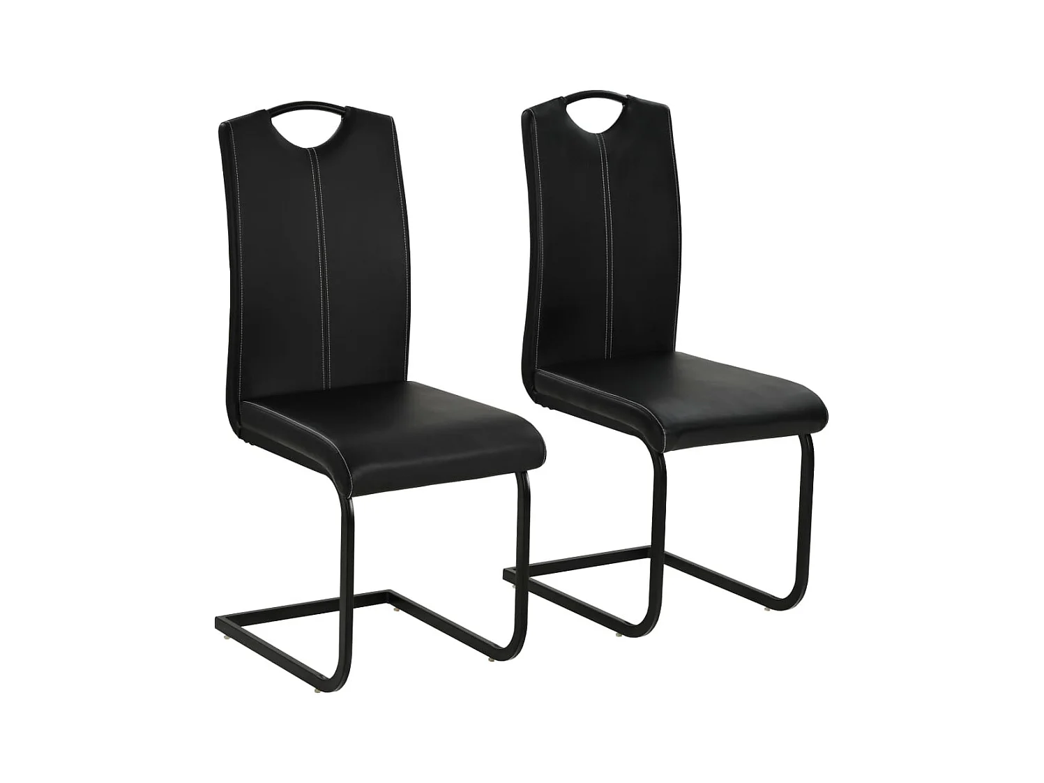 Chaises à manger cantilever lot de 2 noir similicuir