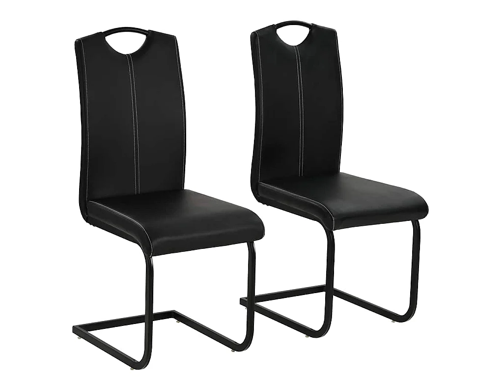 Cadeiras de jantar cantilever 2 pcs couro artificial preto
