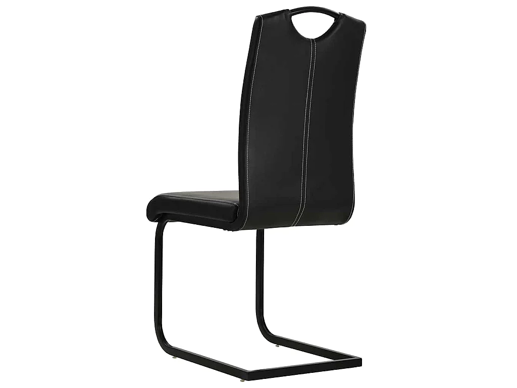 Cadeiras de jantar cantilever 2 pcs couro artificial preto