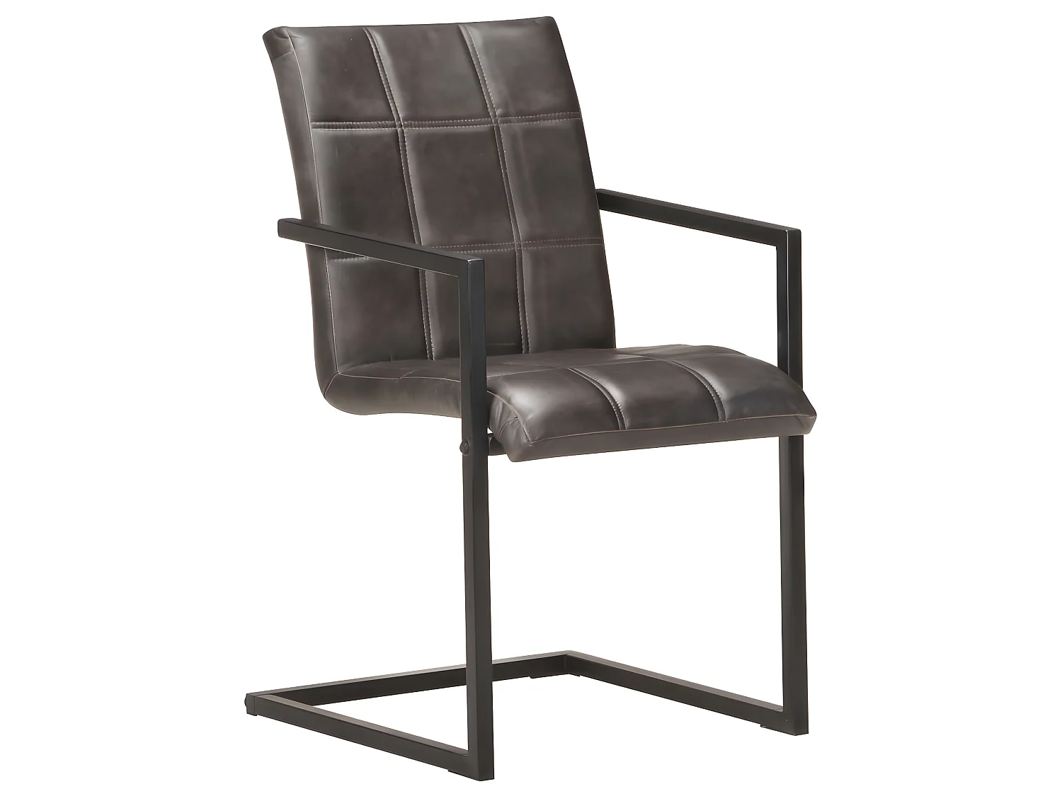 Freischwinger 2 Stk. Grau Echtleder