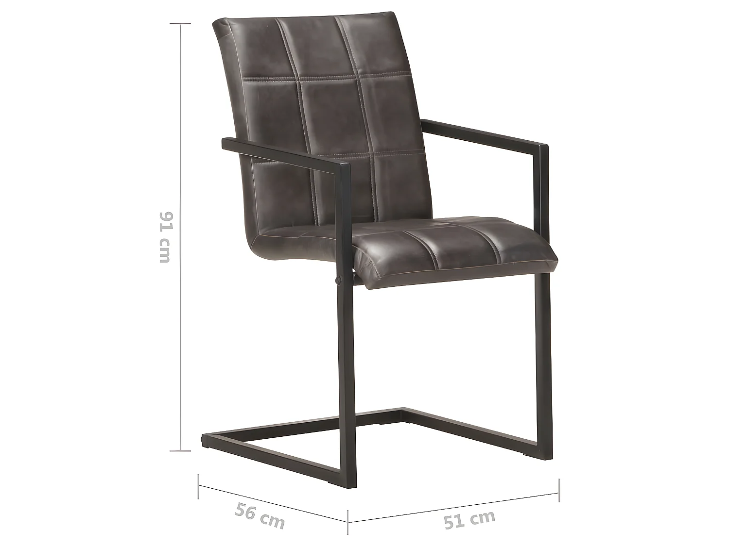 Freischwinger 2 Stk. Grau Echtleder