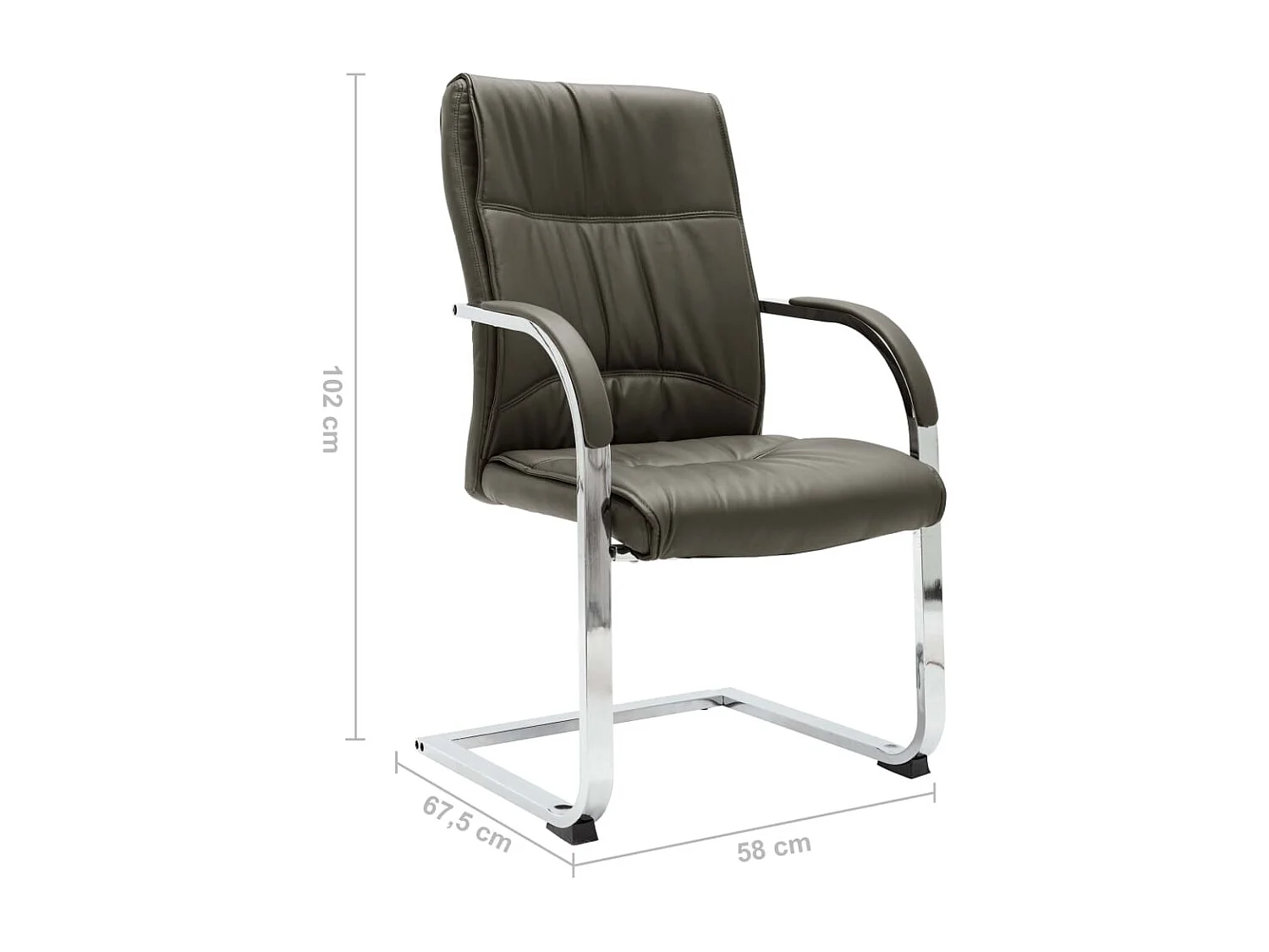 Cadeira de escritório cantilever em couro artificial cinzento