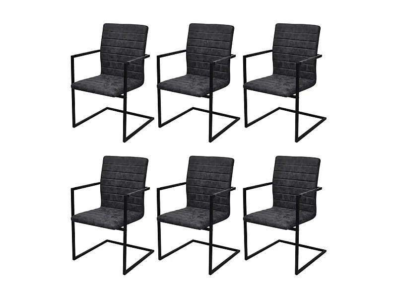 Cadeiras de jantar cantilever 6 pcs couro artificial preto