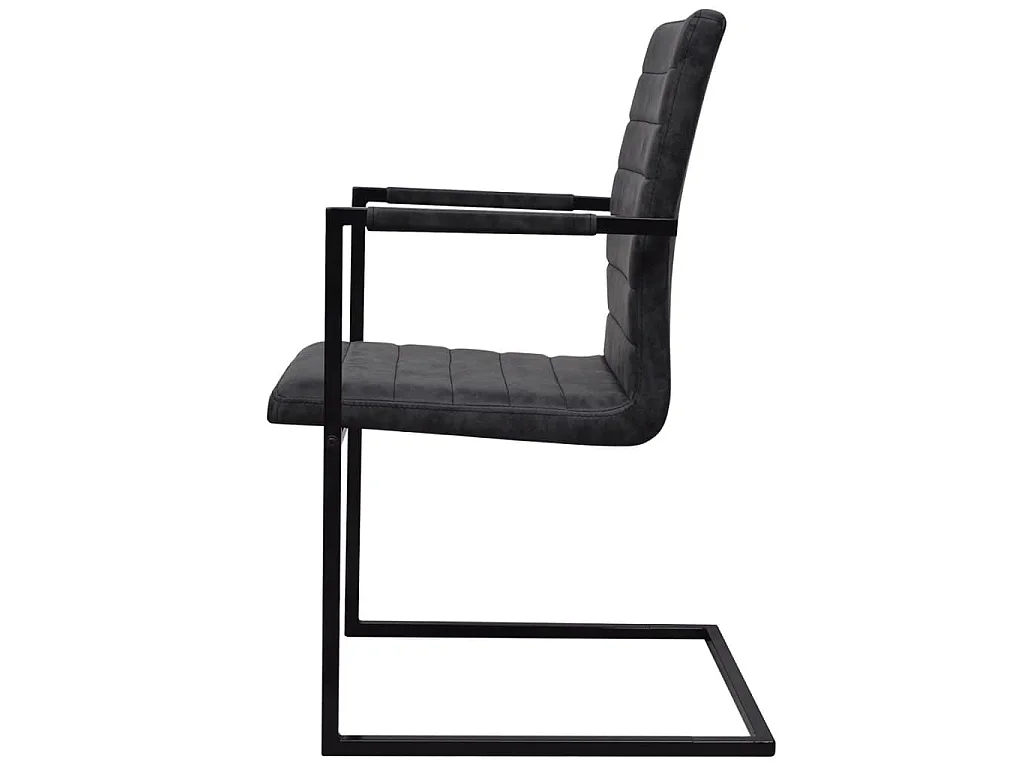 Chaises à manger cantilever lot de 6 noir similicuir