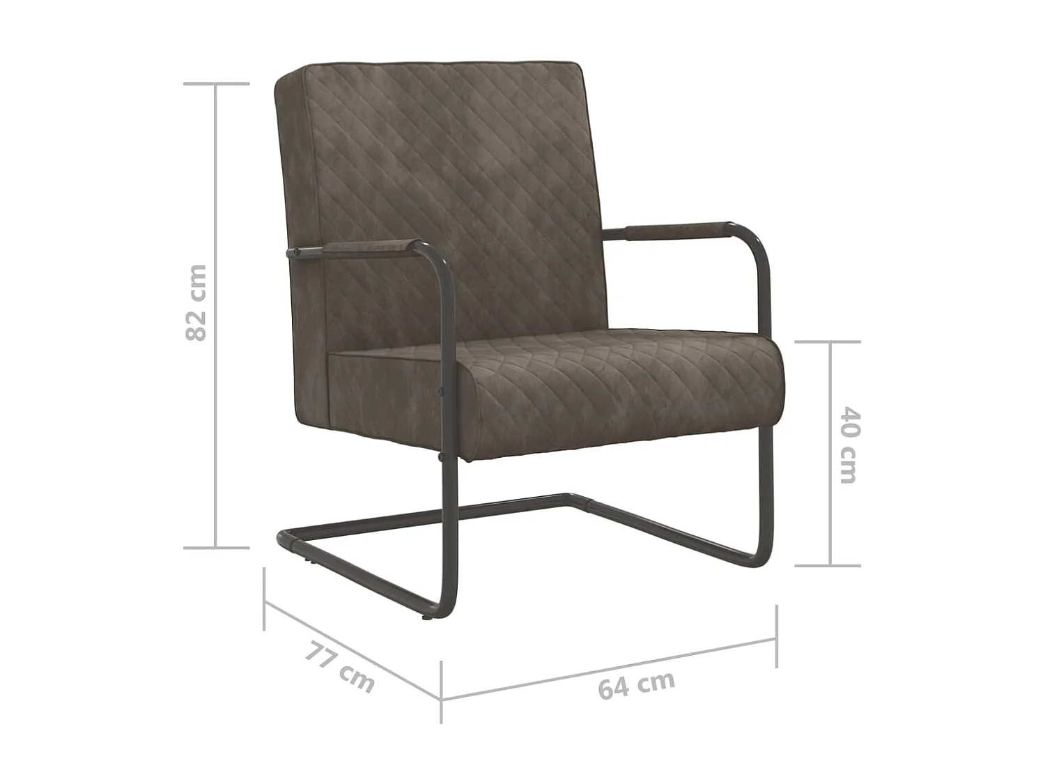 Cadeira cantilever veludo cinzento-claro