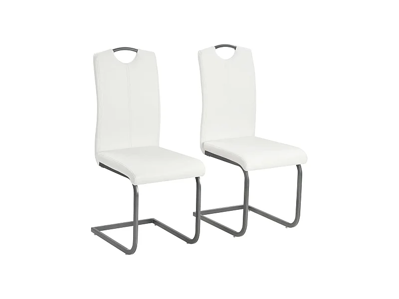 Freischwinger 2 Stk. Weiß Kunstleder