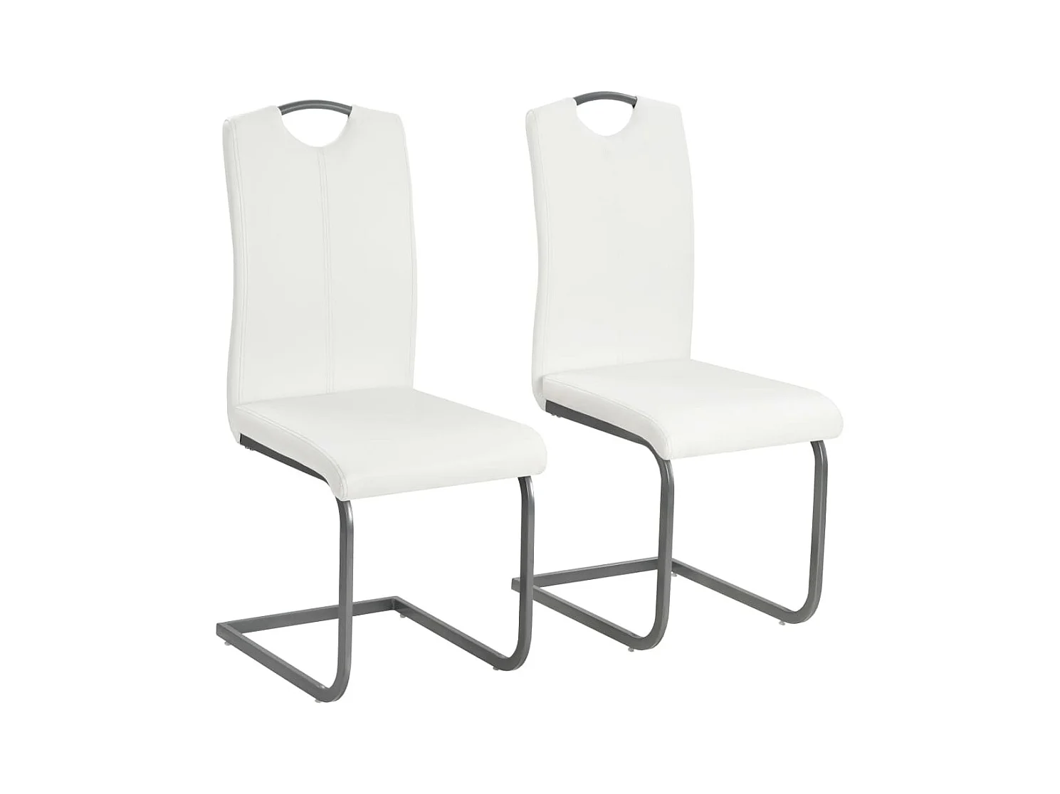 Chaises à manger cantilever lot de 2 blanc similicuir