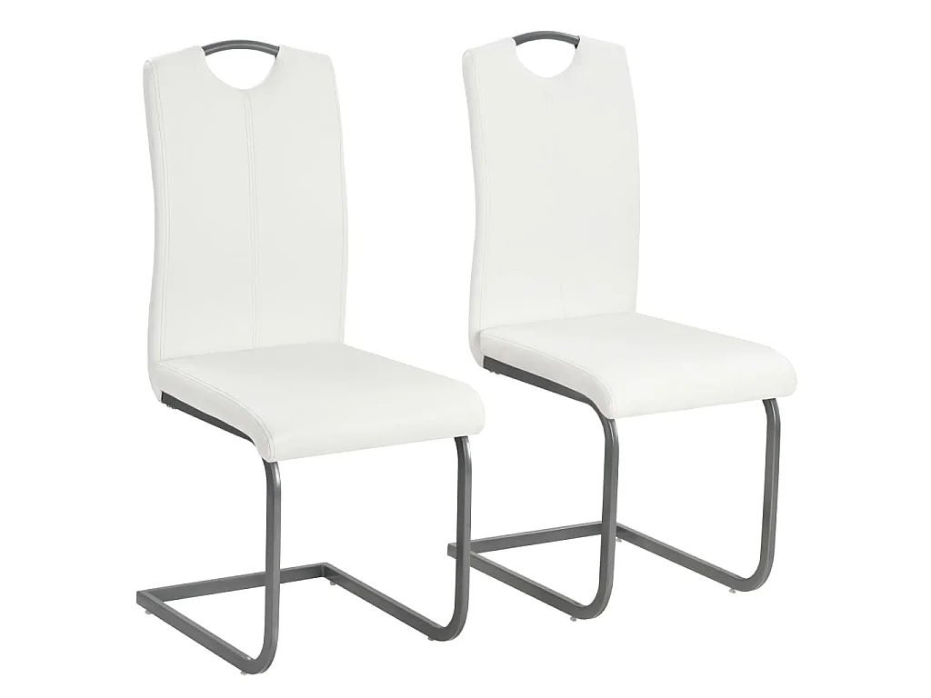 Cadeiras de jantar cantilever 2 pcs couro artificial branco